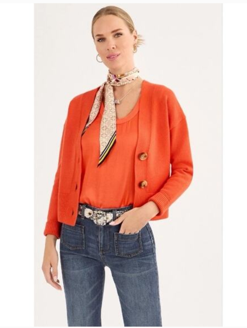 Cabo Citrus Cardigan Size Large Orange Sweater #6652